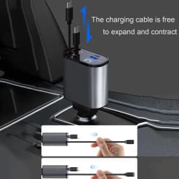 4 in 1 Car Power Adapter Auto Smoke Lighter with Retractable Cable 120W Multi Port Universal Charger for 12V/24V Vehicles Trucks