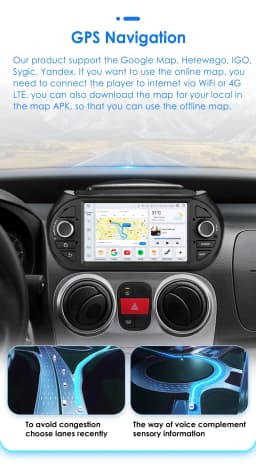 Hizpo AI Voice Android Car Radio Multimedia Video Player for Fiat Fiorino Citroen Nemo Peugeot Bipper GPS Carplay 4G RDS Stereo