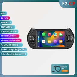 Hizpo AI Voice Android Car Radio Multimedia Video Player for Fiat Fiorino Citroen Nemo Peugeot Bipper GPS Carplay 4G RDS Stereo