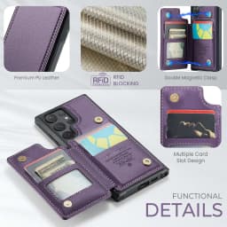 for Samsung Galaxy S24 Ultra S24 Plus S24 Case with Card Holder, Wallet Case RFID Blocking, Durable Leather Kickstand Phone Case