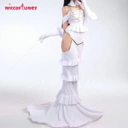 Miccostumes Women Anime Cosplay Costume White Off-shoulder Top and Cutout Skirt Set