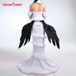 Miccostumes Women Anime Cosplay Costume White Off-shoulder Top and Cutout Skirt Set
