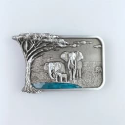 Vintage Style Africa Elephant Big Tree Wildlife Western Belt Buckle also Stock in US BUCKLE-WT110 Free Shipping