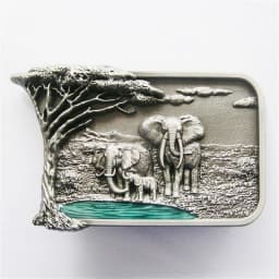 Vintage Style Africa Elephant Big Tree Wildlife Western Belt Buckle also Stock in US BUCKLE-WT110 Free Shipping