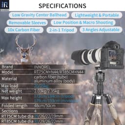 INNOREL RT75CM/RT85CM Professional Carbon Fiber Tripod Monopod for DSLR Camera Heavy Duty Stand Panoramic Low Gravity Ball Head