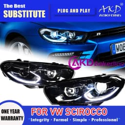 AKD Head Lamp for VW Scirocco R LED Headlight 2008-2017 Headlights Scirocco DRL Turn Signal High Beam Angel Eye Projector Lens