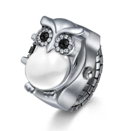 LANCARDO Trendy Fashion Finger Watch Digital Scale Dial Elastic Strap Owl Ring Watch Hip Hop Unisex Couple Fashion Jewelry