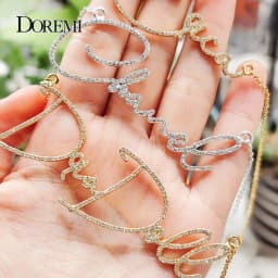 DOREMI Script Tont Crystal Name Necklaces Letters Pendant Necklace for Women Custom Chain Jewelry Personalized Valentine's Day