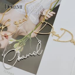 DOREMI Script Tont Crystal Name Necklaces Letters Pendant Necklace for Women Custom Chain Jewelry Personalized Valentine's Day