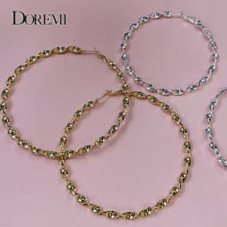DOREMI 40-90mm Trendy Twist Earrings no name Plain Hopps for Women Female Big earrings Gold Silver Color Color Classic Jewelry