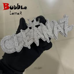 Bubble Letter Name Necklace Personalized Customized Jewelry White Gold Plated Crown Bail Rapper Bling Charms Hip Hop 2022 Trend