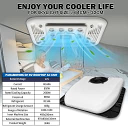 Treeligo Ultra-thin Car RV Rooftop Air Conditioner 12V 24V Electric Ceiling Overhead Air Conditioning For Motorhome Camper Van