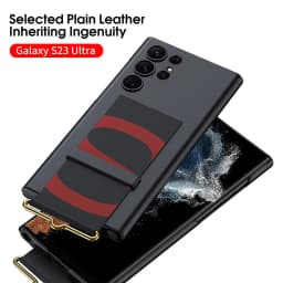 For Samsung Galaxy S23 Ultra S23 Plus  Case Leather Wrist Strap Holder Cover Matte Plastic Protection For Galaxy S23 Ultra Cover
