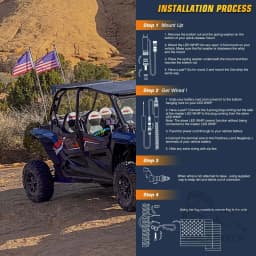 2PCS 2FT Bluetooth And Remote Control  Spiral LED Whip Lights Lighted Antenna Whips for ATV Polaris RZR