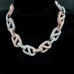 Aokaishen Iced Out Cuban Link Chain for Men Prong Necklace Real Gold Plated AAAAA Cubic Zirconia Hip Hop Jewelry
