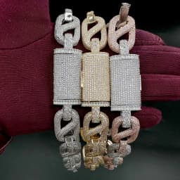 Aokaishen Iced Out Cuban Link Chain for Men Prong Necklace Real Gold Plated AAAAA Cubic Zirconia Hip Hop Jewelry
