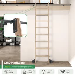 DIYHD 3M Hook on Rolling Library Ladder Hardware,Telescopic Top Roller,Bottom Roller with Brake