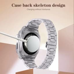 Luxury Diamond Case Modification Kit for Apple Watch Band 45mm 44mm Diamond Stainless Steel Strap for Iwatch Series 8 7 6 SE 5 4