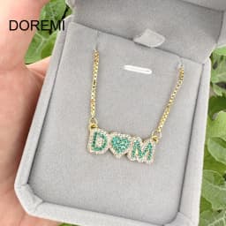 DOREMI Custom Name Necklace Crystal Colorful Birthstone Personalized Bubble Name Necklace Custom Name Jewelry for Women Mother