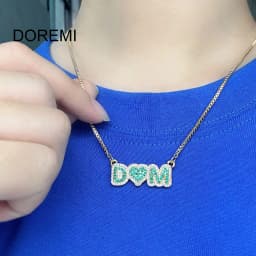 DOREMI Custom Name Necklace Crystal Colorful Birthstone Personalized Bubble Name Necklace Custom Name Jewelry for Women Mother