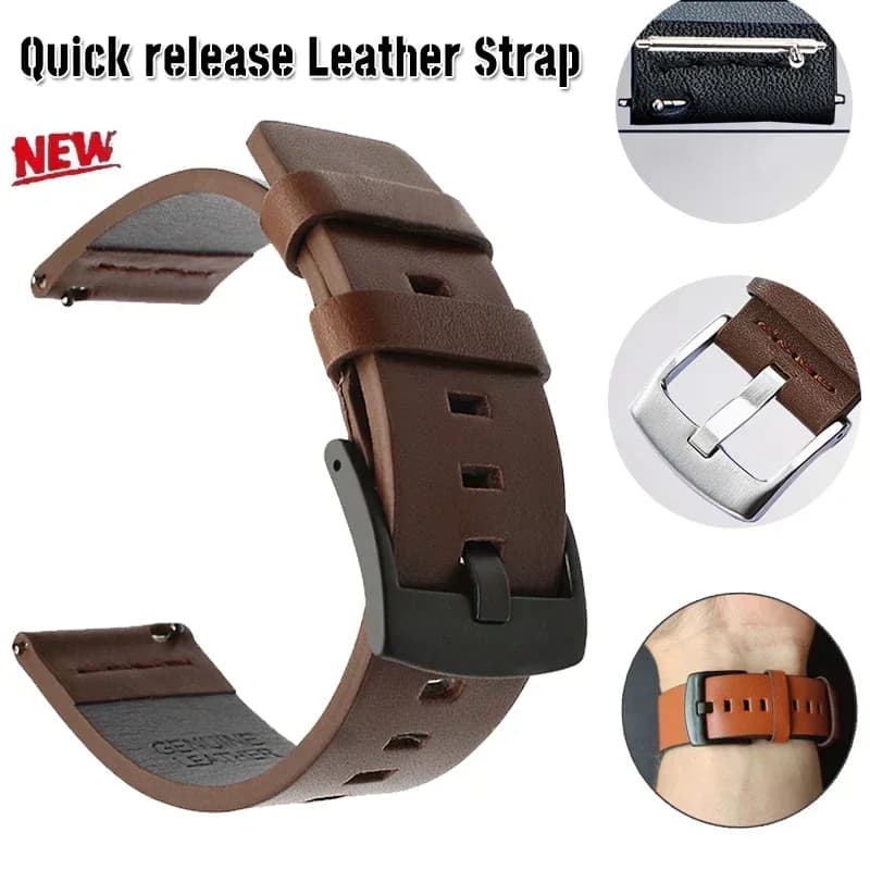 22 24mm Leather band for Samsung Galaxy watch watch 3 46mm 42 Active2 40 44 SmartWatch Quick release WatchStrap 18 20mm Bracelet