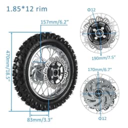 TPRO 12“ Rear Wheel 80/100-12 Tyre + Shock Swingarm Pit Dirt Bike CRF50 70 Thumpstar