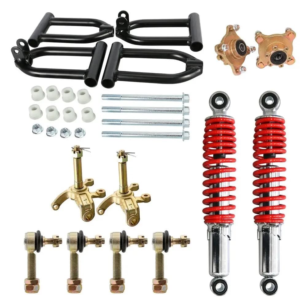 TDPRO Go Kart Front Suspension Kit Shock Swing Arm Assembly Steering Knuckle Wheel Hub