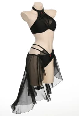 Meowcos Gothic Bikini Set for Women Swimsuit Halter Pentagram Mesh Top and Bottoms Two-Piece Bathing Suit Swimwear