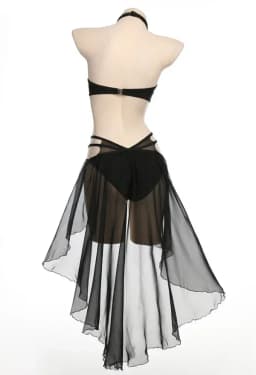Meowcos Gothic Bikini Set for Women Swimsuit Halter Pentagram Mesh Top and Bottoms Two-Piece Bathing Suit Swimwear