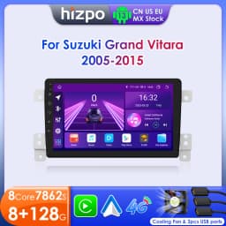 Hizpo 9" Android 13 For Suzuki Grand Vitara 3 2005-2015 Car Radio Multimedia Video Player Navigation GPS 2 Din Carplay 7862 RDS