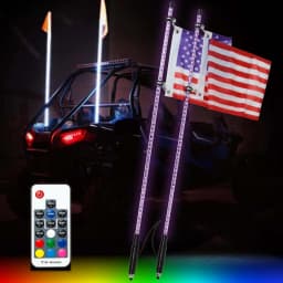 2PCS 4FT RGB Spiral LED Whip Light for UTV ATV Brake Light for Polaris RZR 800 900 1000 XP Can-Am Maverick X3 APP Remote Control