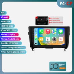 Hizpo Wireless CarPlay Android Auto Radio For Nissan Rogue X-Trail X Trail 3 T32 2013 - 2017 Qashqai 2 J11 Car Multimedia GPS BT