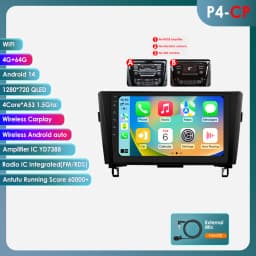 Hizpo Wireless CarPlay Android Auto Radio For Nissan Rogue X-Trail X Trail 3 T32 2013 - 2017 Qashqai 2 J11 Car Multimedia GPS BT