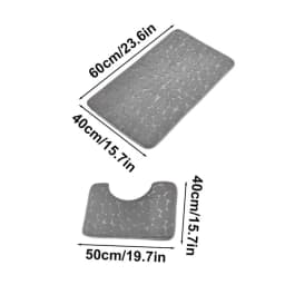 Non-Slip 50*80cm Bath Mat and 50*40cm Toilet Mat Bathroom Rug Set Soft Bath Mat with Cobblestone Pattern Washable Bath Mats