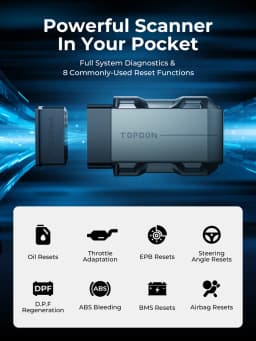 TOPDON Topscan Lite OBD2 Bluetooth Car Diagnostic Scanner Tool 8 Reset Functions Wireless Full System Code Reader Active Test