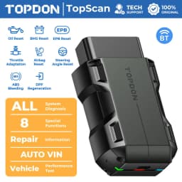 TOPDON Topscan Lite OBD2 Bluetooth Car Diagnostic Scanner Tool 8 Reset Functions Wireless Full System Code Reader Active Test