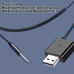 BT Receiver For Car Aux Handsfree Calling Aux Input BT 5.3 Receiver U Disk Player 2-in-1 Design Built-in Microphone For Music