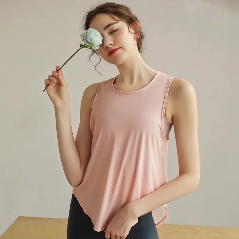 Loose Running T-shirt Women Mesh Patchwork Sleeveless Sports Top Breathable Running Fitness Yoga Shirt Workout Top Cover Up