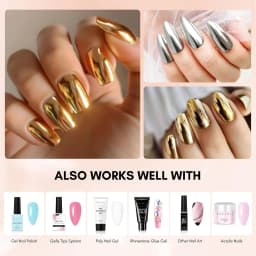 Makartt Gel Top Coat for Chrome Nail Powder - 15ml No Wipe High Gloss Top Coat Gel Nail Polish Mirror Shine Nail Gel