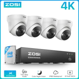 ZOSI 4K 8MP 5MP POE Video Surveillance Kit 8CH H.265 Home CCTV NVR Set Color Night Vision AI Detection IP Security Camera System