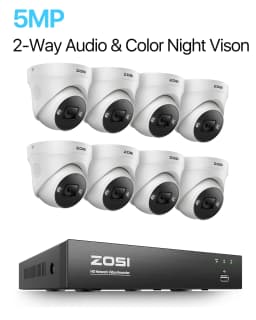 ZOSI 4K 8MP 5MP POE Video Surveillance Kit 8CH H.265 Home CCTV NVR Set Color Night Vision AI Detection IP Security Camera System