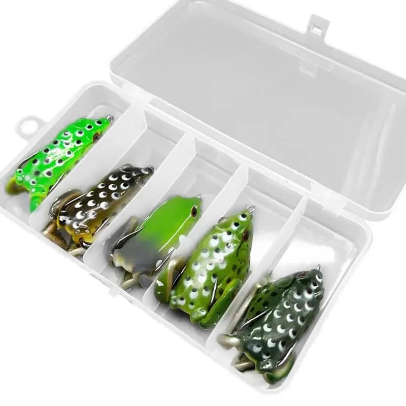 Trout And Bass Fishing Lures Soft Swimbait Fishing Frog Topwater Lures Realistic Frog Shape Simulation Soft Baits Reusable 5pcs