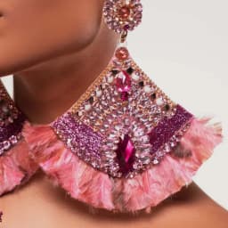 Stonefans Pink Exaggerated Sector Earrings Prom Accessories Club Statement Large Temperament Hanging Earrings Decoration Jewelry