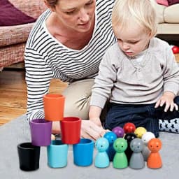 Balls In Cups Montessori Toy Early Education Toys Color Sorting And Counting Wooden Peg Dolls In Cups For Children Boys Girls