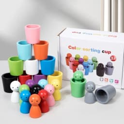 Balls In Cups Montessori Toy Early Education Toys Color Sorting And Counting Wooden Peg Dolls In Cups For Children Boys Girls