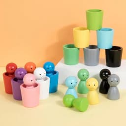 Balls In Cups Montessori Toy Early Education Toys Color Sorting And Counting Wooden Peg Dolls In Cups For Children Boys Girls