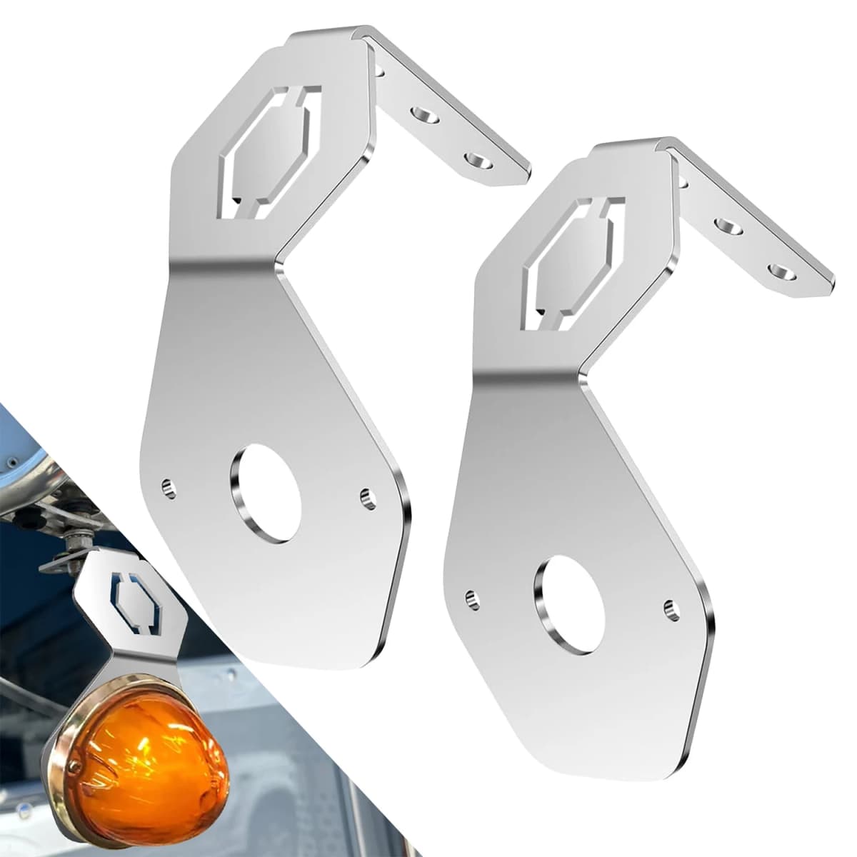 Watermelon Mirror Turn Signal Angled Bracket Stainless SET/2 - Light Not Include