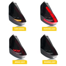 LED Tail Lights for Ford Fiesta 2008-2017 MK7 MK7.5 Dynamic Animation Sequential Turn Signal Rear Lamps