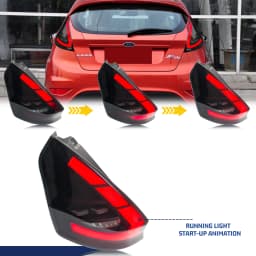 LED Tail Lights for Ford Fiesta 2008-2017 MK7 MK7.5 Dynamic Animation Sequential Turn Signal Rear Lamps
