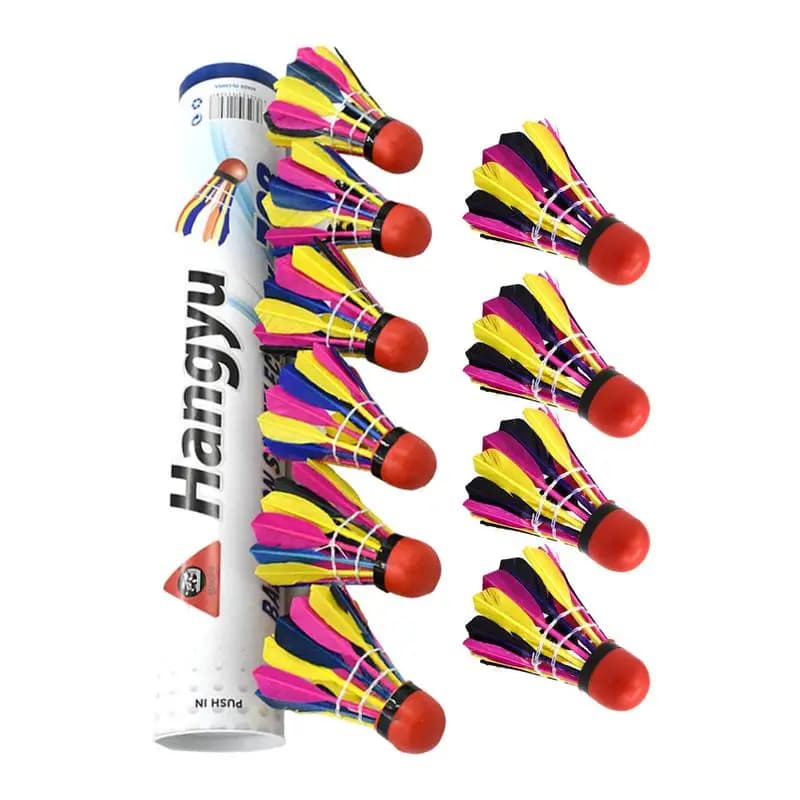 Badminton Ball Set Colorful Badminton Ball Youth Players 10-Pack Duck Feathers & Rubber Badminton Ball Stable Flight Badminton
